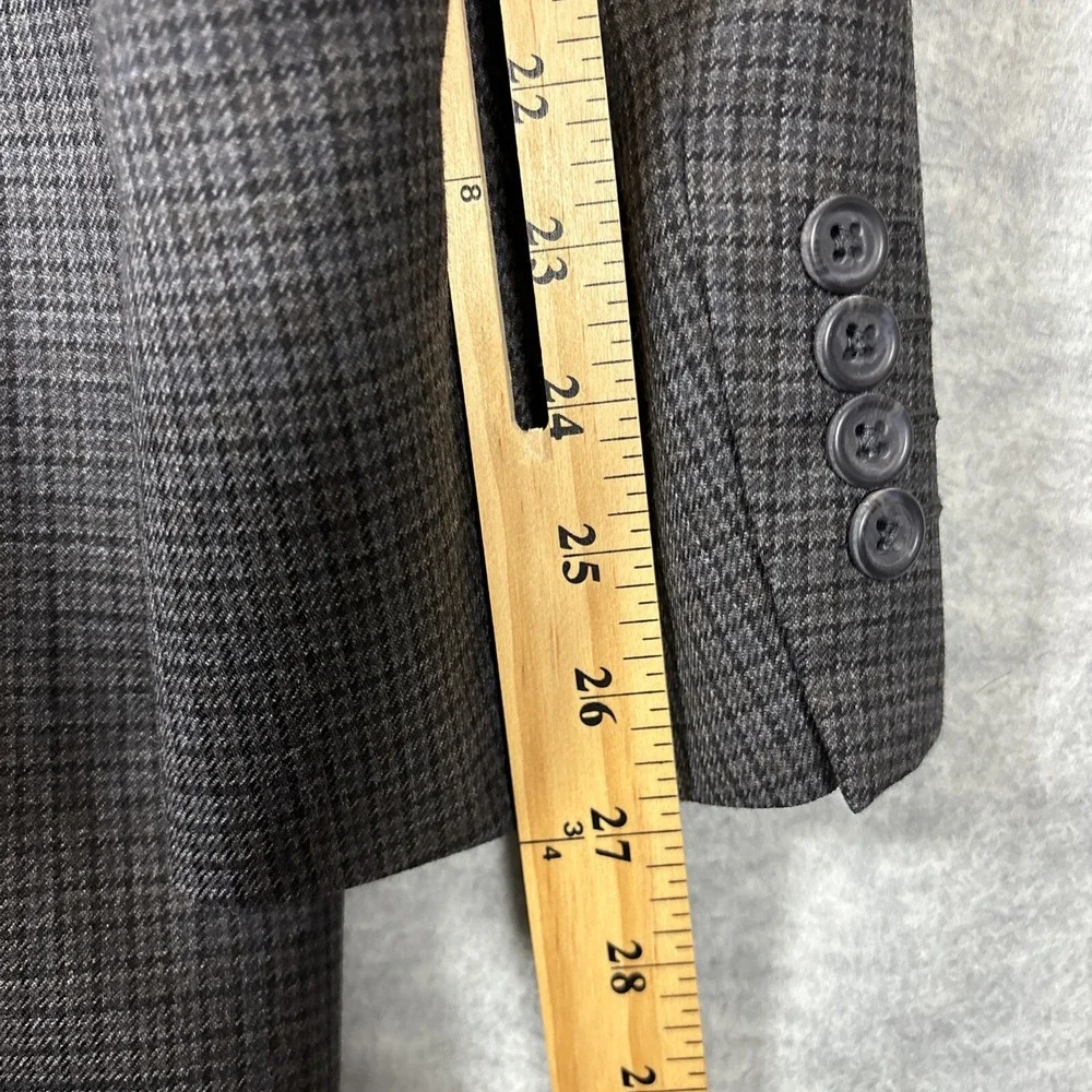 Stafford Executive Blazer 46L Charcoal Gray Wool‎ Sport Coat Subtle Check Plaid